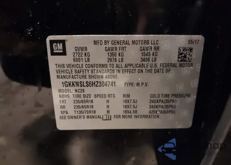 2017 GMC Acadia Sle-2 из США, поврежденный, VIN 1GKKNSLS6HZ304741